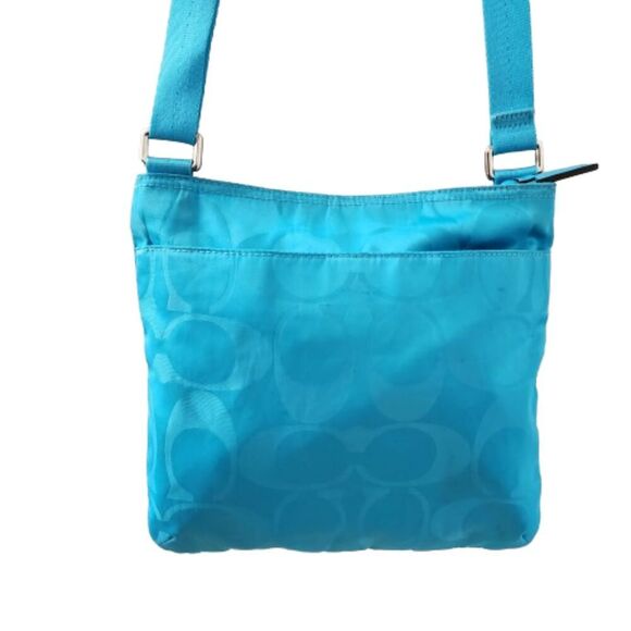 Coach Signature Fabric turquoise nylon Adjustable Crossbody File Bag - Picture 4 of 13